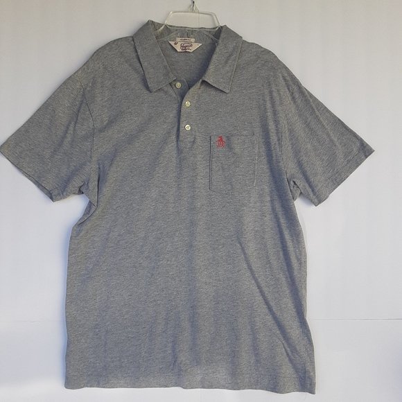 Mens Polo Large Heather Gray Classic Fit Penguin - Picture 1 of 7